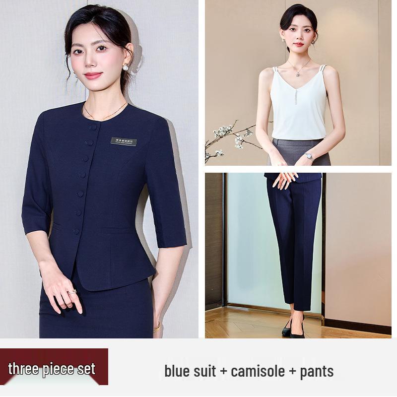 Women's Mid-Sleeve Professional Two-Piece Set for Spring/Summer/Autumn