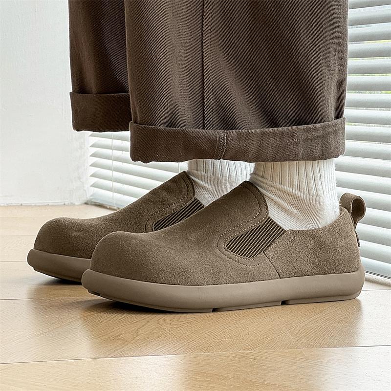 Fashion Men's Fashion Casual Leather Shoes Classic Male Microfiber Leather Loafers Vintage Style Slip On Flats Handmade Mens Shoes Suede