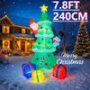 7.8FT LED Lit Inflatable Xmas Yard Decor Christmas Tree with Santa Snowman Gift Christma Supplies Home Decor Ornaments Toy Gifts
