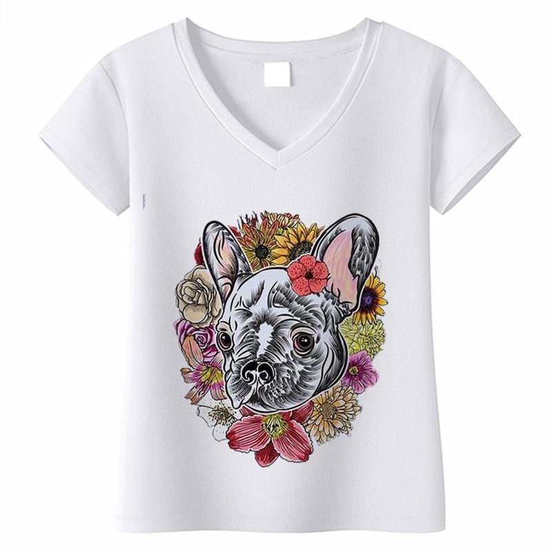 

Fashion Spring Puppy Print Blouses Short Sleeved V-Neck T Shirts Casual 8XL жёлтый