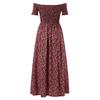 Plus Size Summer Dress Bohemian Casual Strapless Long Floral Printed One Neck Split Dress