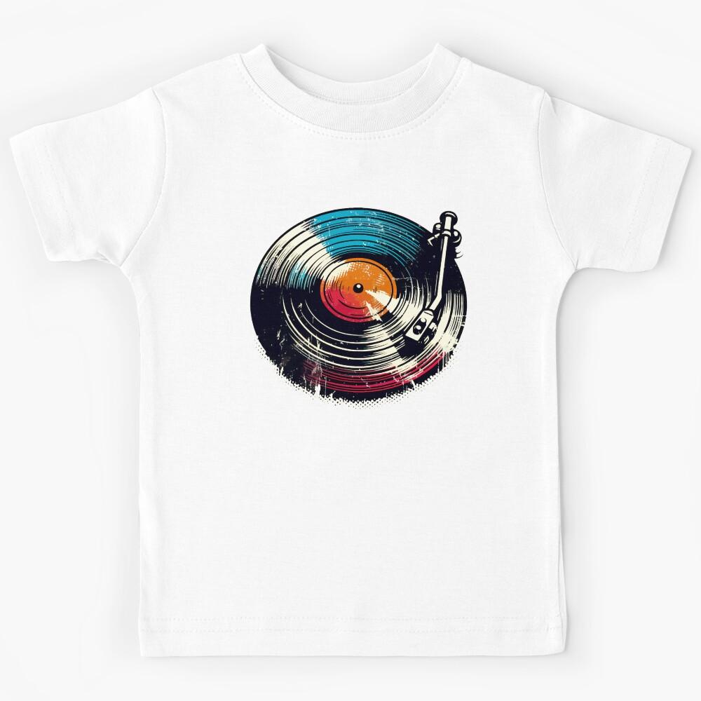 Retro Vintage Colorful Vinyl Record Player Kids T-Shirt 120