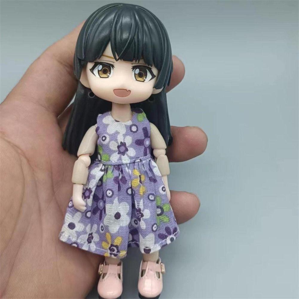 Handmade Dolls Outfits Dresses Fashion Dolls Tops New Printed Dresses  For 1/11 OB11 Dolls/1/12 BJD
