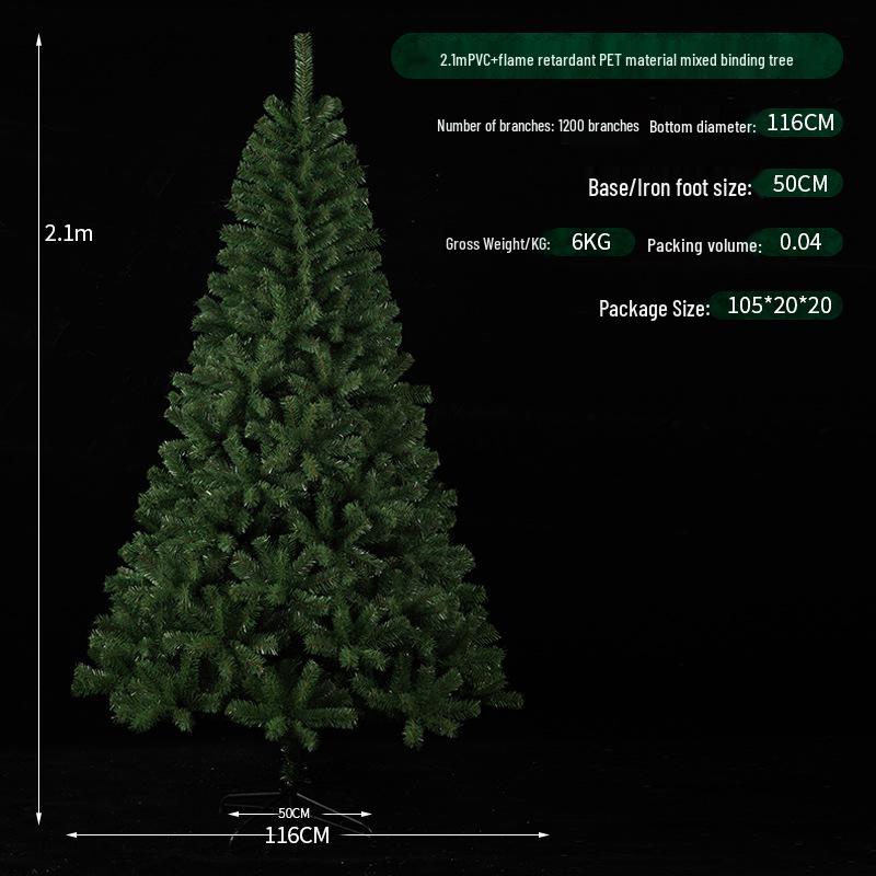 PVC Dense Christmas Tree - 1.5/1.8/2.1 Meters, Ideal for Hotel & Home Decor