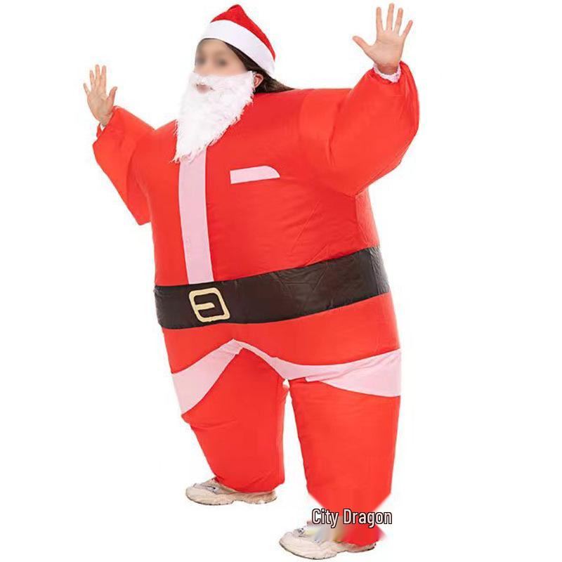 Reindeer & Gingerbread Man Inflatable Santa Costume for Christmas Party Stage Props