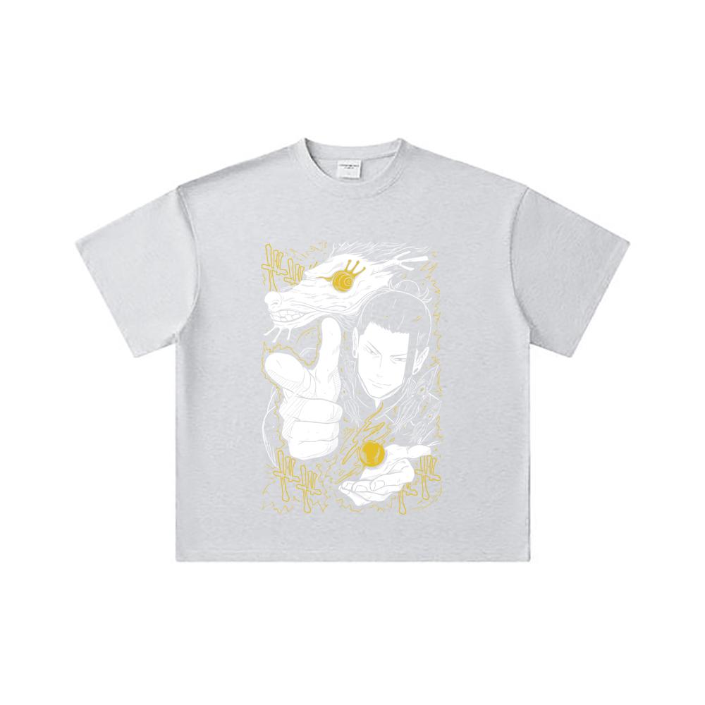 260 GSM Doppelgarn 32er Zählart 100% Baumwolle Jujutsu Kaisen V11 Geto Druck Unisex Schweres Baumwoll-T-Shirt