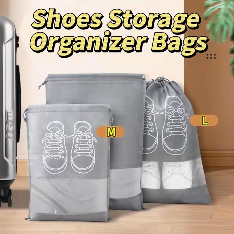 Borse Organizer Porta Scarpe Riutilizzabili in Tessuto Non Tessuto da Viaggio Portatili per Armadio con Tasca Impermeabile Borse Appese Trasparenti per Abbigliamento