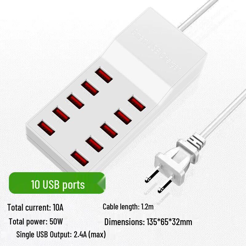 72W Inteligentna Listwa Ładowarki USB z Wieloma Portami do Szybkiego Ładowania Telefonów Android, Apple, Type-C