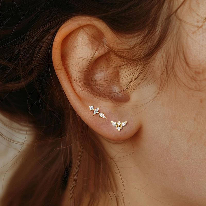 Titanium 316L Stainless Steel Luxury Snowflake Butterfly Earrings & Lip Studs