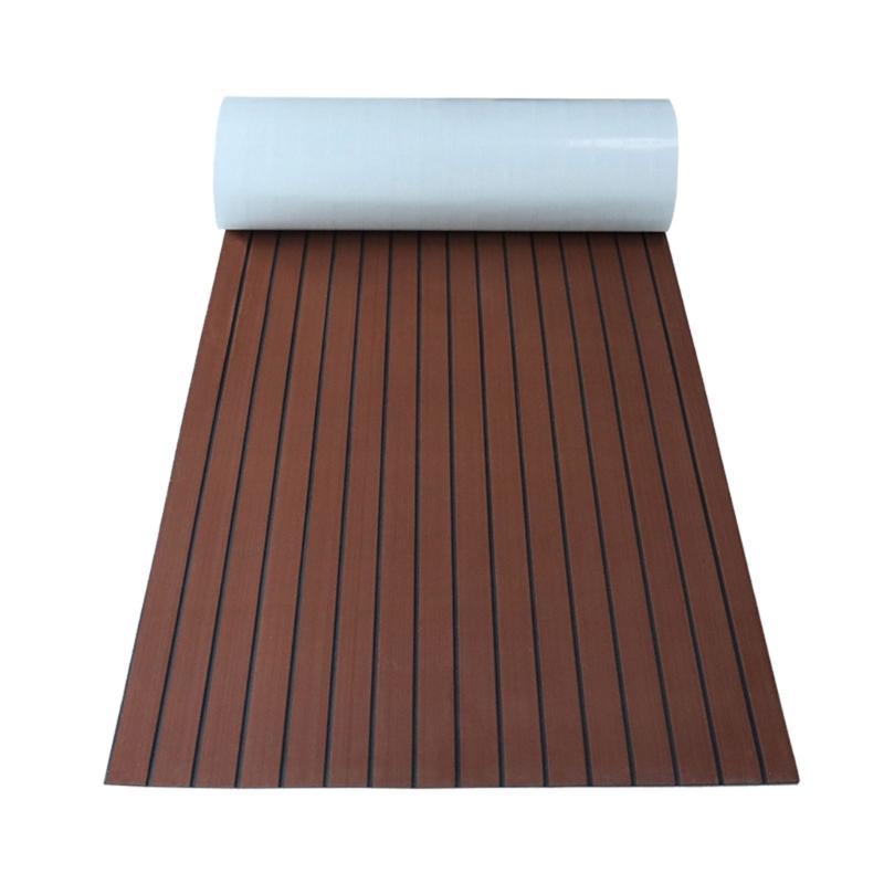 Foam Marine Decking Mat with Adhesive Underside, High-Density Cushioning and Grooved Texture for Direct Placement