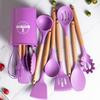 12pcs Heat Resistant Kitchen Utensils Set Silicone Soup Spoon Non-Stick Cookware Set  Home Cooking