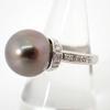 [Pre-owned] Pt900 Black Pearl/Diamond Ring / Size 11 / j67-10