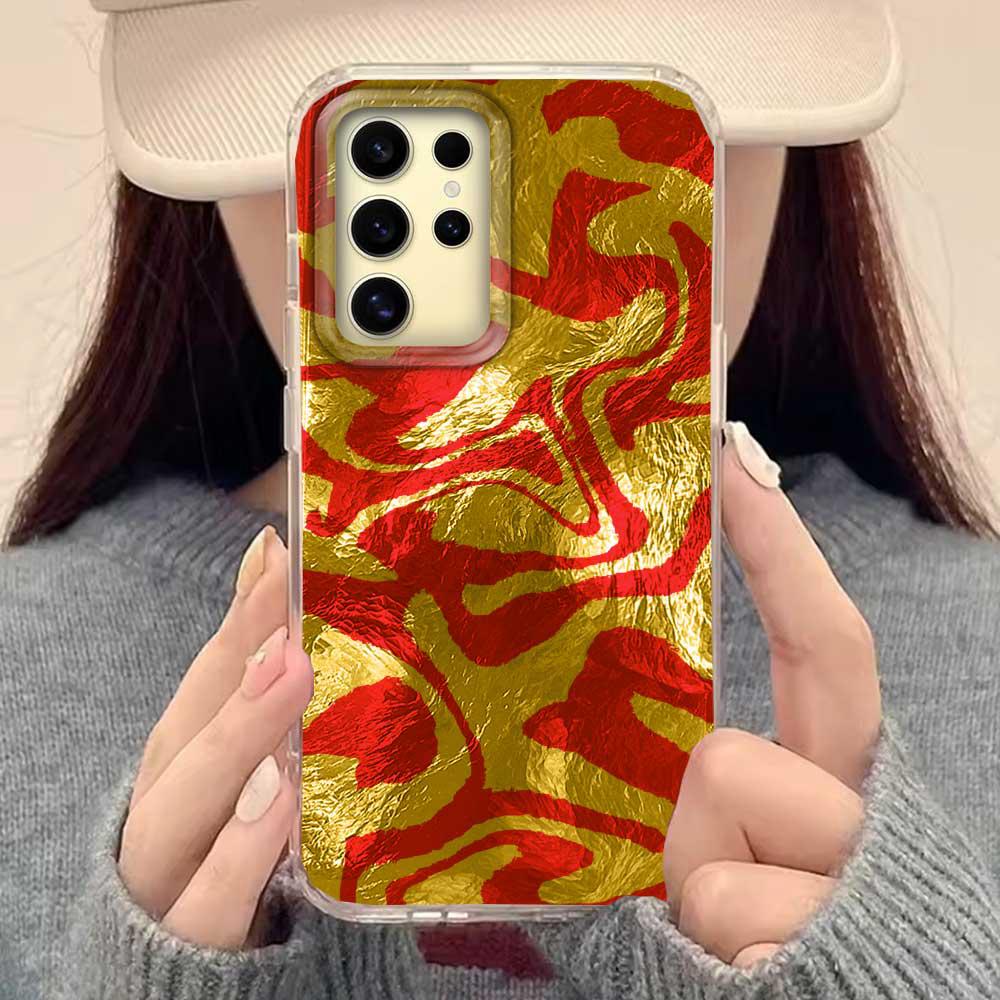 Capa de Celular Feminina INS Moda Listras de Onda Leopardo para Samsung Galaxy S25 S24 S23 S22 S21 S20 FE Plus Ultra Capa Shell