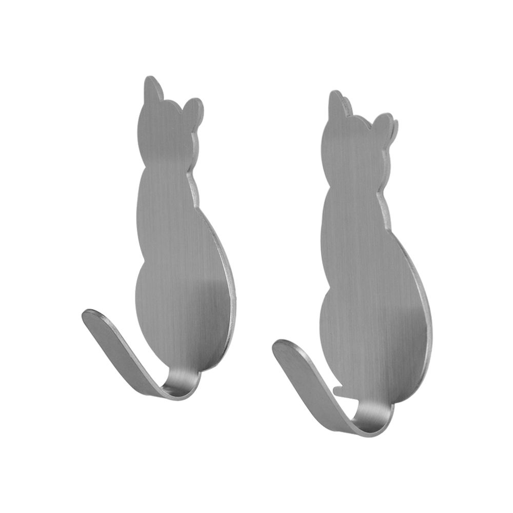 2pcs Clothes Self Adhesive Kitchen Cat Pattern Hooks Hanger Towel Racks Storage Holder