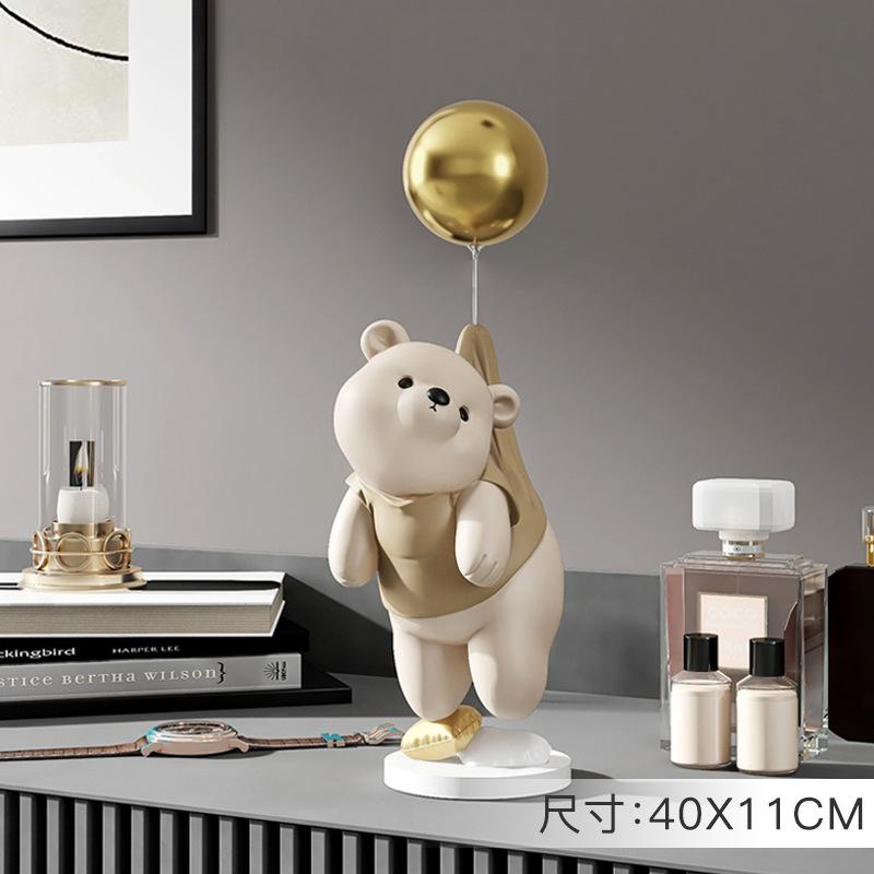 Creative Balloon Polar Bear Resin Ornaments, Home Decor Crafts, Office Desk Figurines, Bookcase Sculpture Craft