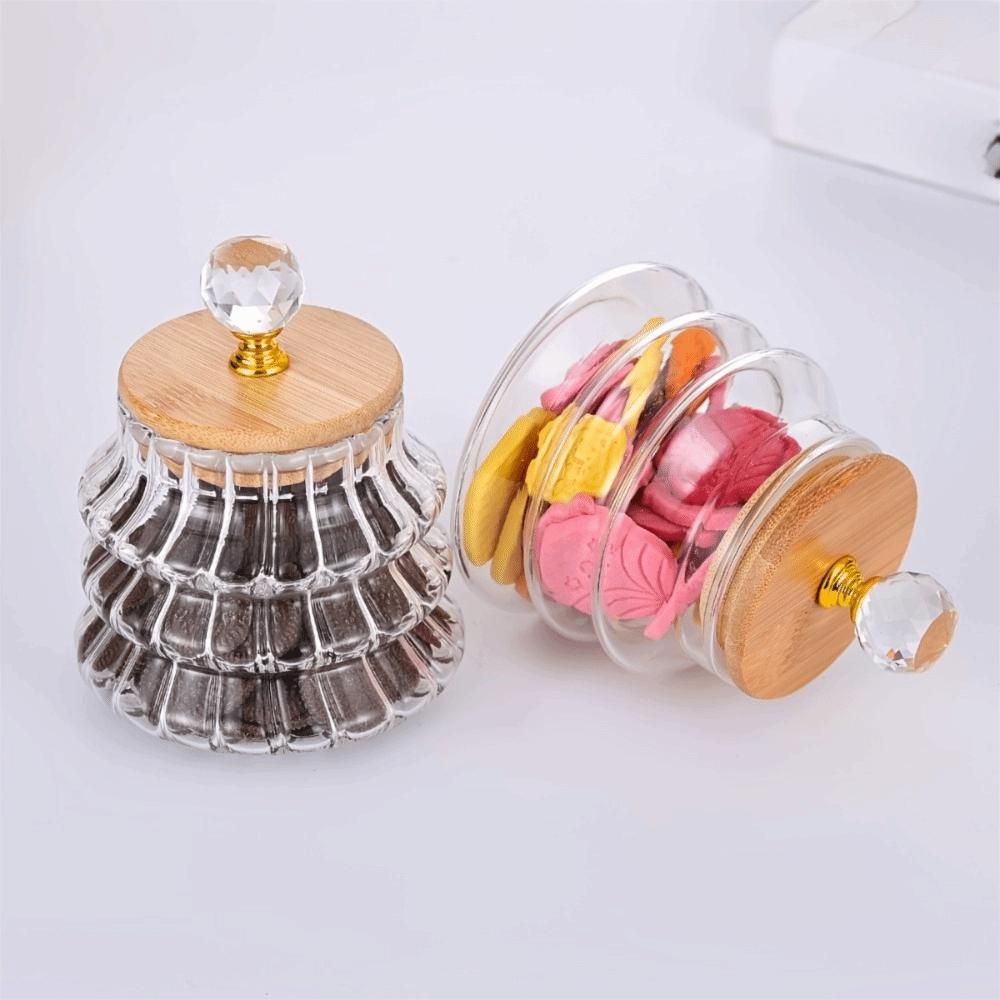 Striped Pattern Tea Sealed Jar Transparent Grains Jar Simple Kitchen Storage Bottle Candy