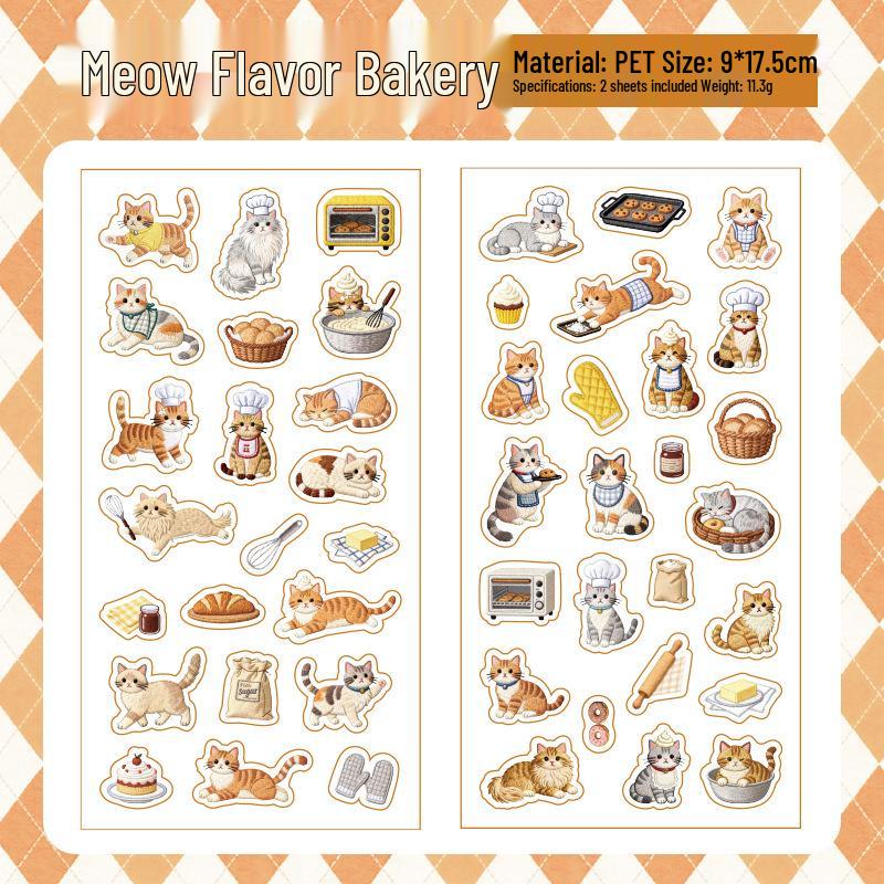 Yuxian Cat-Themed Embroidery Stickers: DIY Journal Decoration