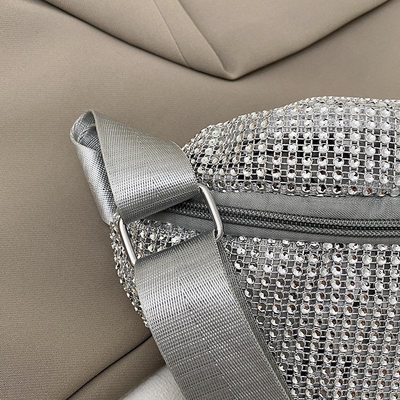 2025 Sommer neu Koreanische Version ins Trend gewebte Gürteltasche Damenmode schräge Umhängetasche Schulter Brusttasche Diamanttasche