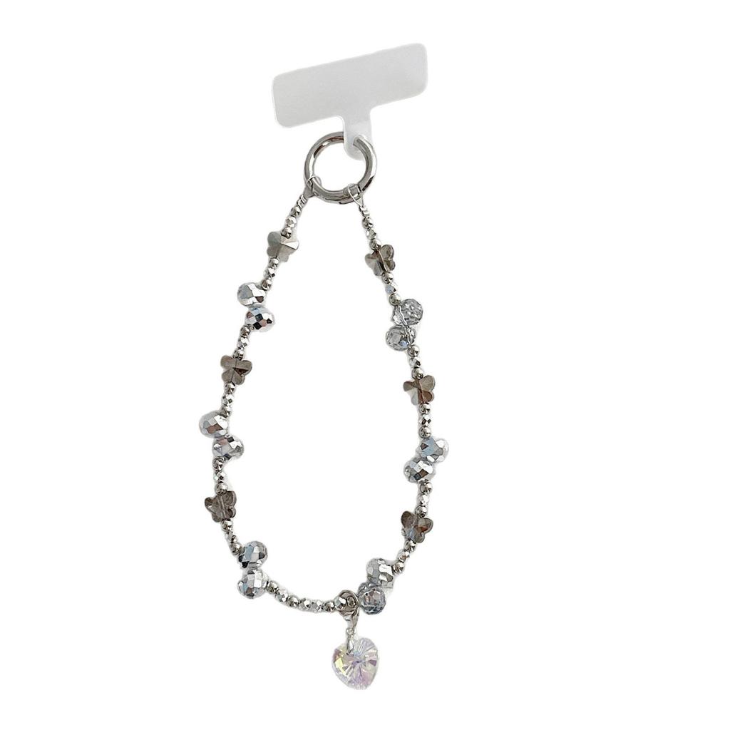 Premium sense water drop crystal love pendant mobile phone chain ins butterfly handmade beaded keychain bag pendant batch