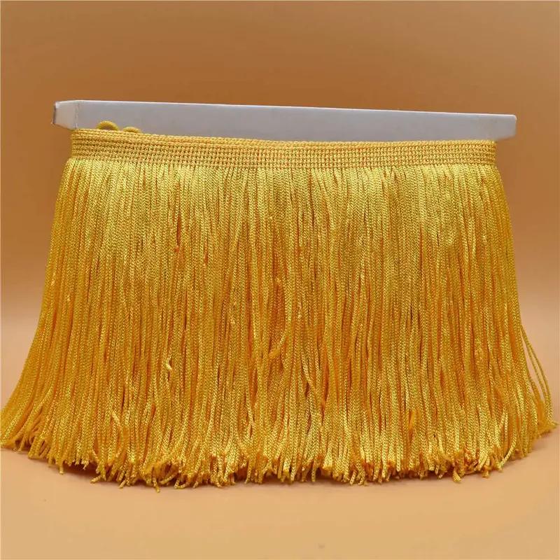 10 Metri Pizzo Lusso Colore Oro Frangia con Nappa 15CM Larghezza Galon Frange Abito Latino Abbigliamento da Palco Accessori Nastro