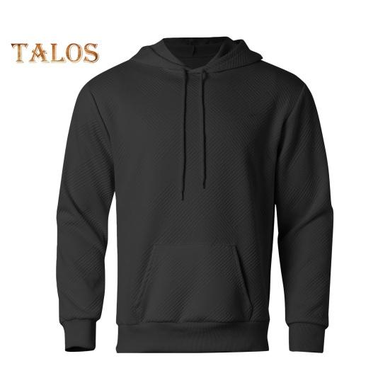 

Осень-весна Мужская толстовка с капюшоном с большим карманом, завязками на шнурке, длинными рукавами, толстый пуловер средней длины, теплый свободный спортивный топ для мужчин XXL чёрный