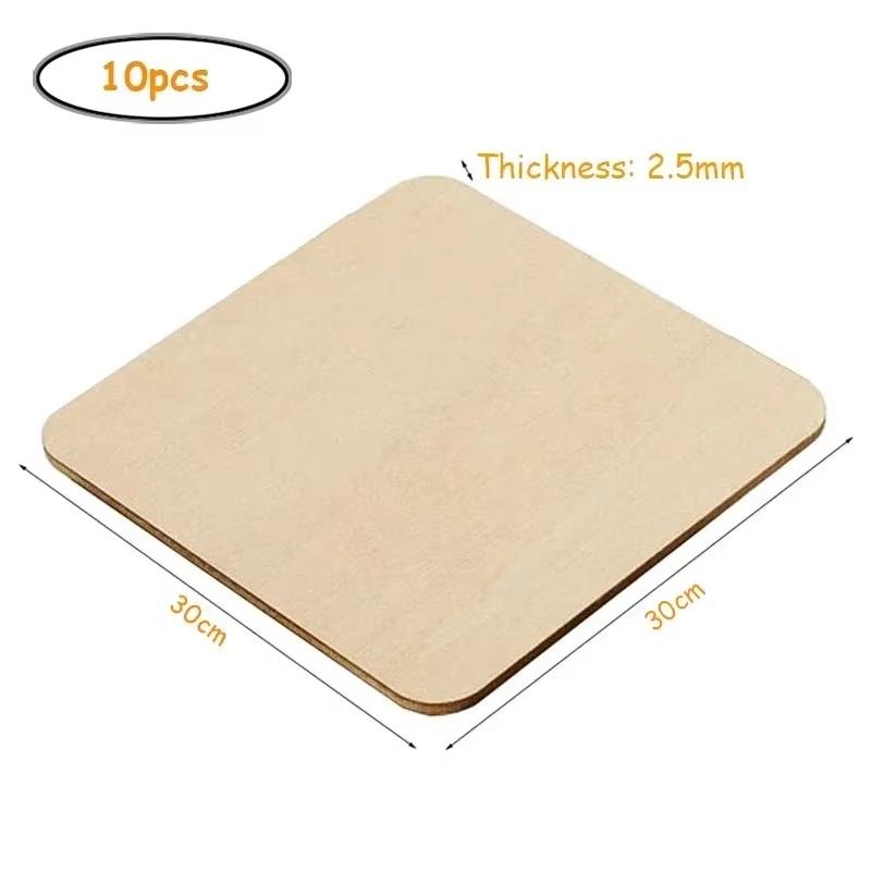 12-30cm Natural Wood Square Slice, Unfinished Wooden Squares Cutouts for DIY Craft, Engraving and Carving, Painting, Door Hanger
