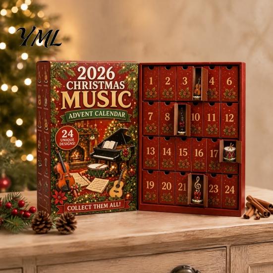 Exquisite Gift Box Christmas Music Advent Calendar 2026, 24 Mini Musical Instrument Unique Holiday Souvenir Ornaments Countdown Calendar, Musician for