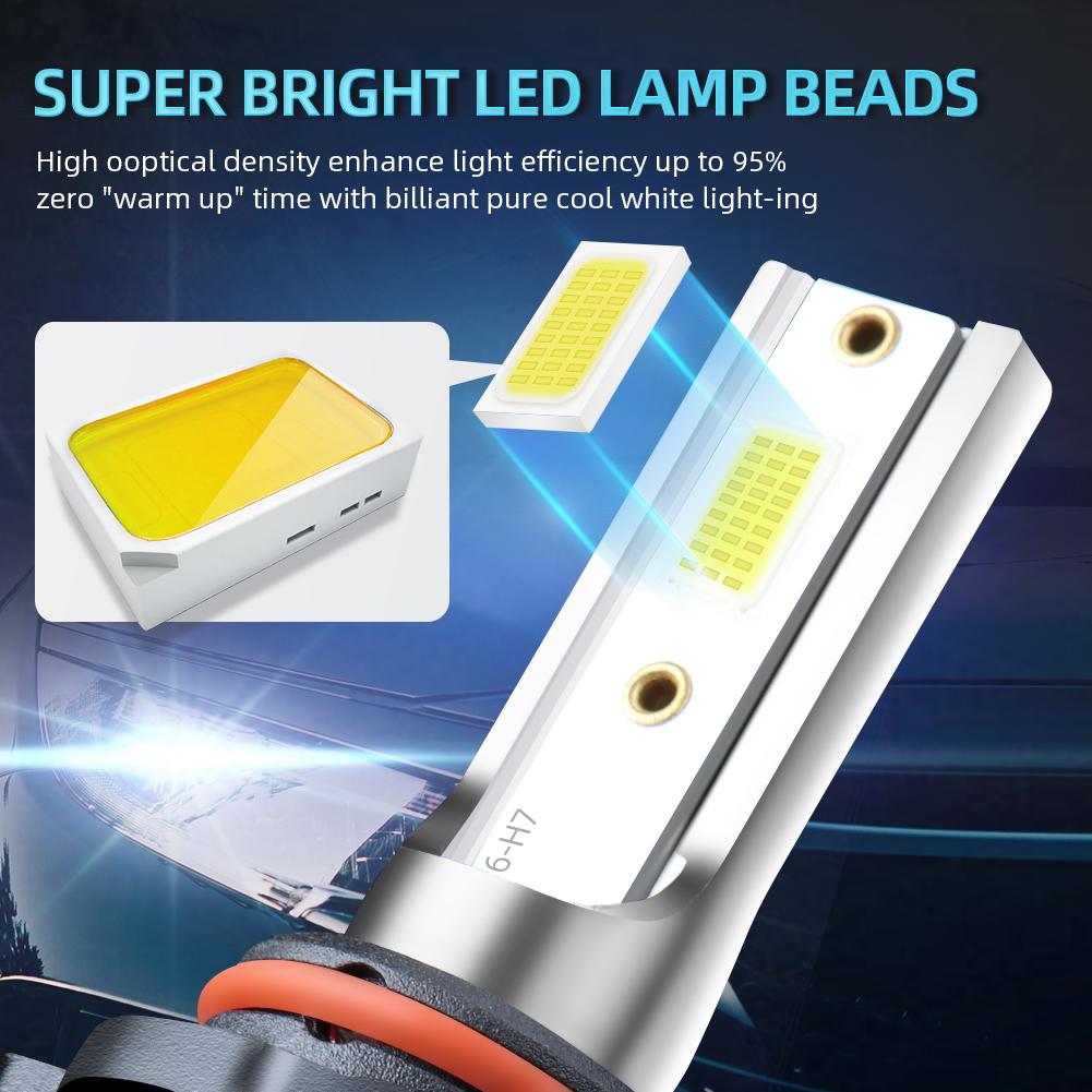 2Pcs LED 9007 Hi Lo Beam Car Headlight Bulb 15000LM 6500K Running Front Head Lamp COB Chips Cooling Fan DC12V Auto Headlight