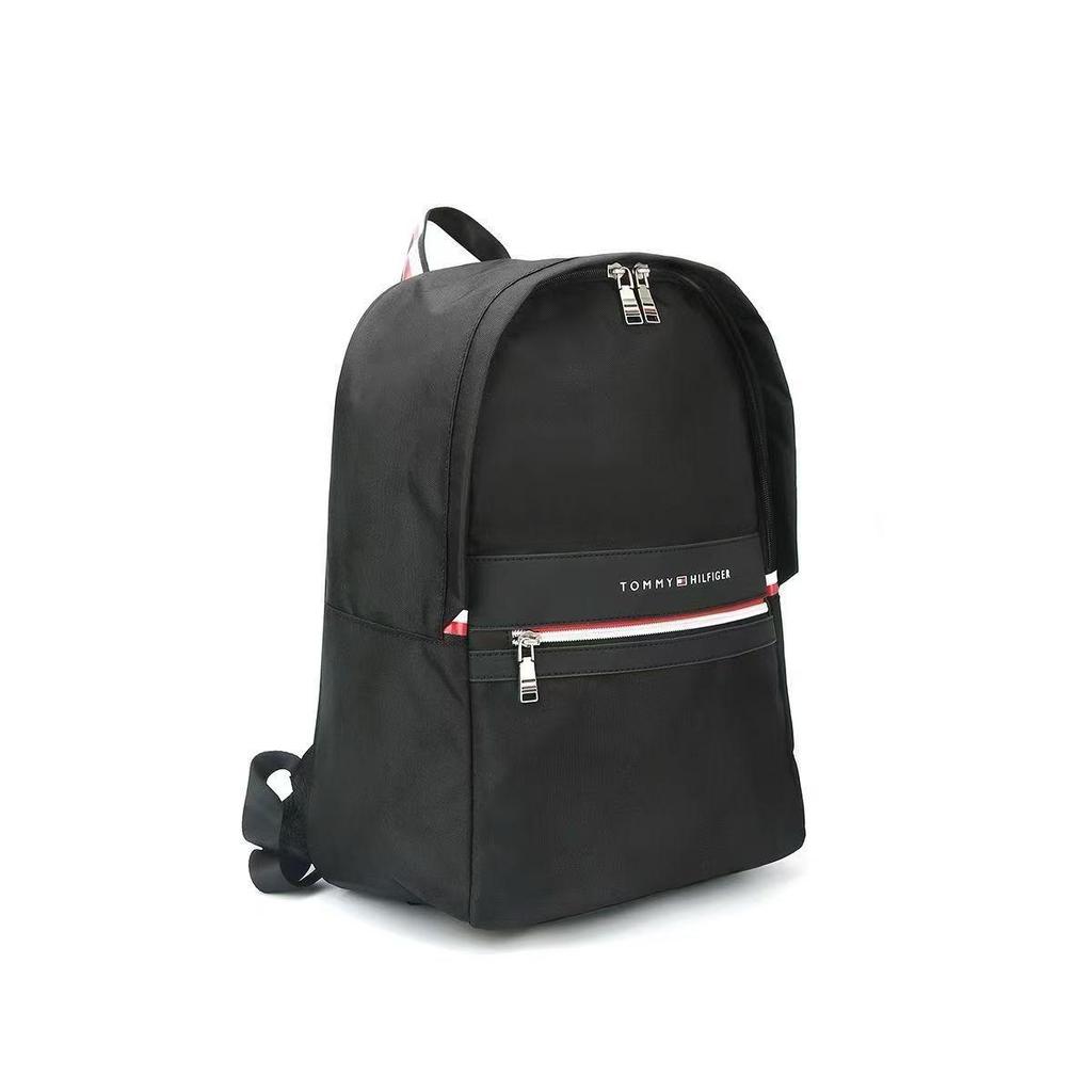 Slim Color Block Canvas Backpack - Unisex, Large Capacity, Lightweight, Casual & Business Use