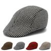Autumn and Winter Retro Warm Woolen Beret Men's Simple Casual Thousand Bird Grid Forward Hat Dad Cap
