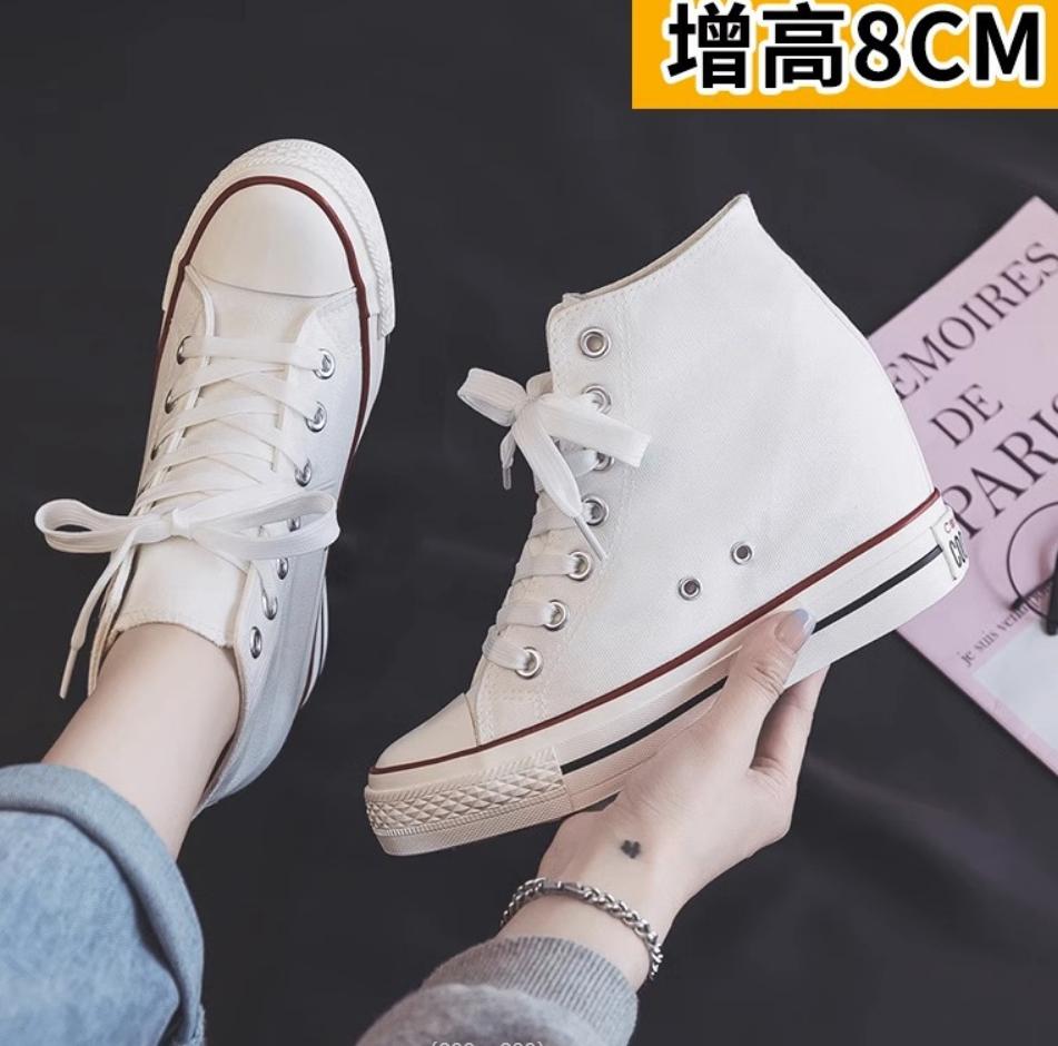 Height Increased 8CM Canvas Shoes Women 2026 Autumn Retro Trendy Sneakers Casual Women High Top Outdoor Skateboard Trainers
