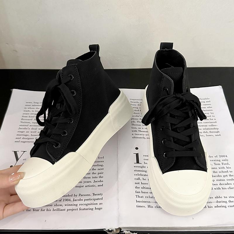 Retro Fashion Sports Canvas Women's Spring and Fall  New Leopard Print Square Head Lace-up College Style Casual Sneakers