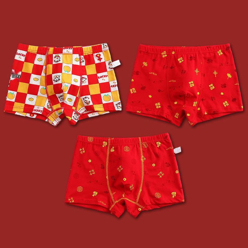 Baumwoll-Boxershorts für Jungen - Rotes Sternzeichen-Design