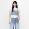LAP Button Crop Smoking Denim Bustier As2Db565