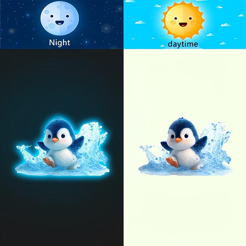 Autocolant Penguin Luminescent la Întuneric pentru Toaletă Decal Luminoase pe Sticlă Amovibile pentru Baie Camera Copiilor Decorare Perete
