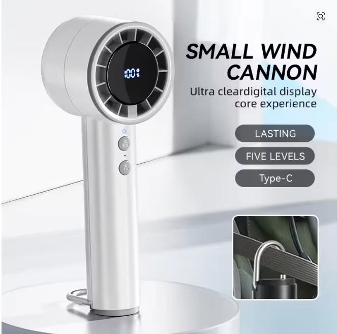 USB Charging Fan Handheld Small Fan Refrigeration Air Conditioner Portable Silent High-speed Led Display High Wind Power
