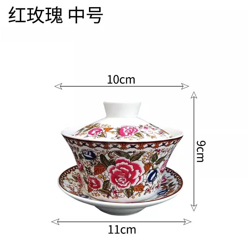 

180ml Ceramic Covered Bowl Chinese Blue and White Tea Bowl Home Kung Fu Tea Set Drinking Utensils Tea Cup with Lid Teaware 180ml