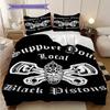 Skull Flames Wings Engines Three-piece Set (1 * Duvet Cover + 2 * Pillowcase, Without Core) 2D Flat Christmas Birthday Gift Duvet Cover and Pillowcase