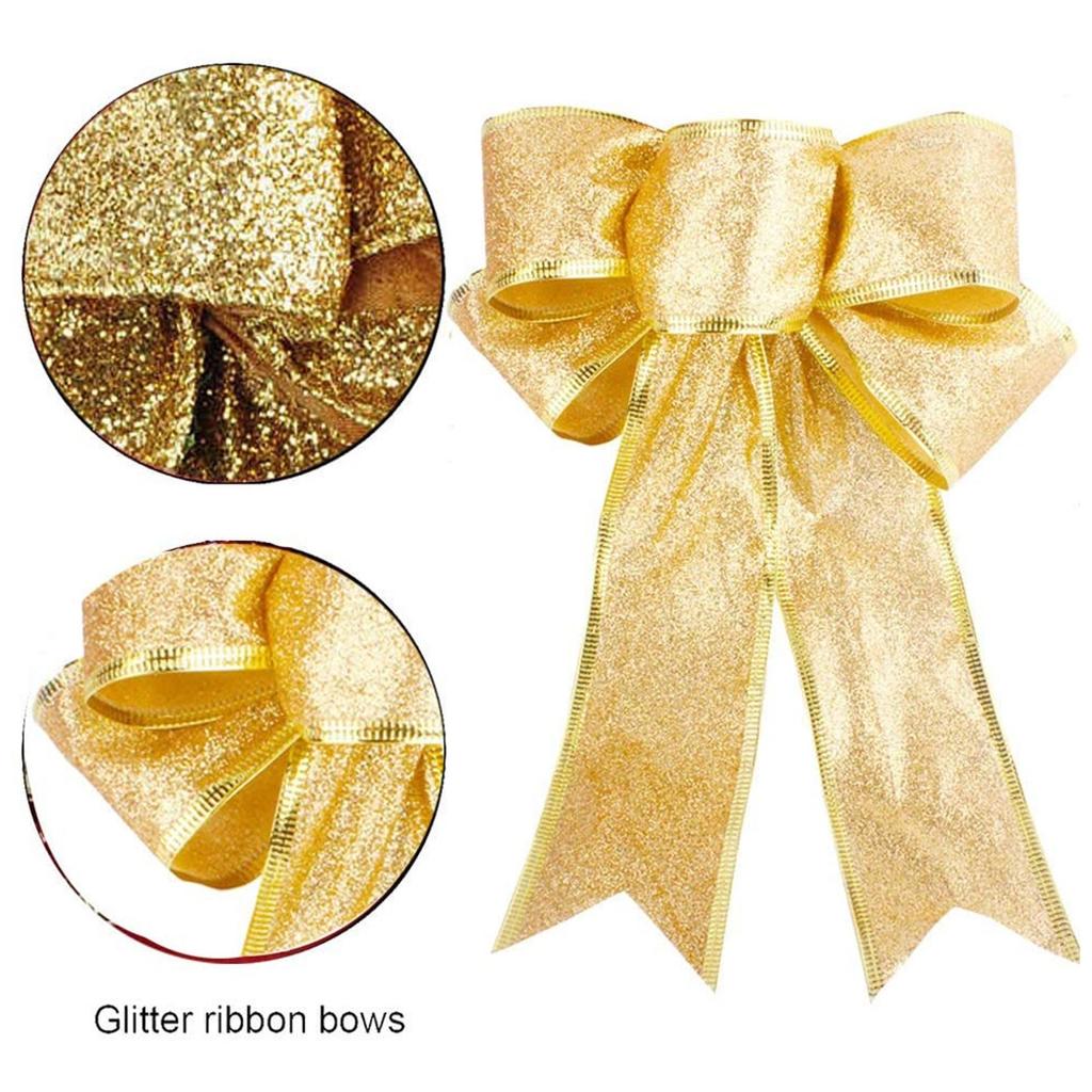 Vibrant Christmas Bow Decoration Ornament for Dressing Up Your Tree Pack of 5