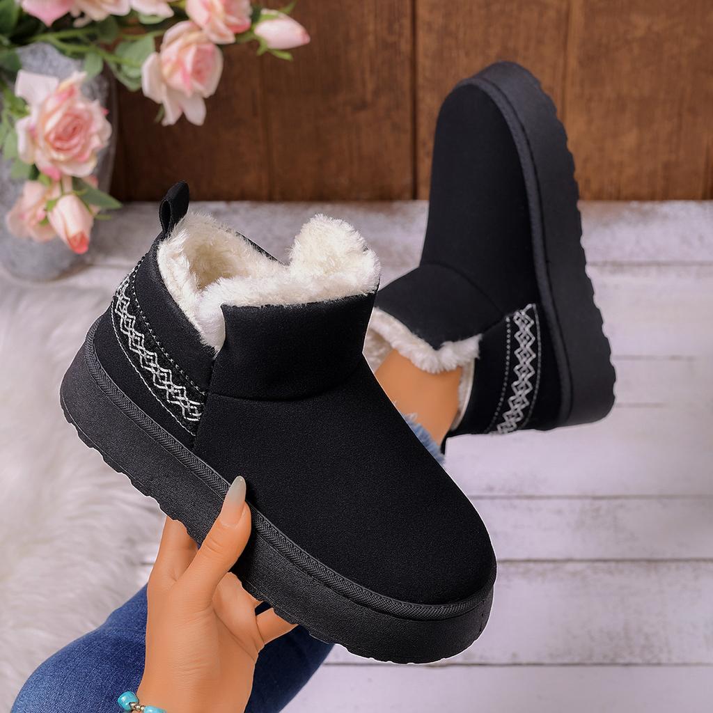 Warm short tube velvet thick-soled lazy shoes cotton shoes winter one-pedal thick-soled retro snow boots women