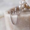 1PC Women's Fashion Double Ear Hole Piercing Hoop Earrings Smooth Simple Hoops Chain Connected Shiny Charming Earring Jewelry