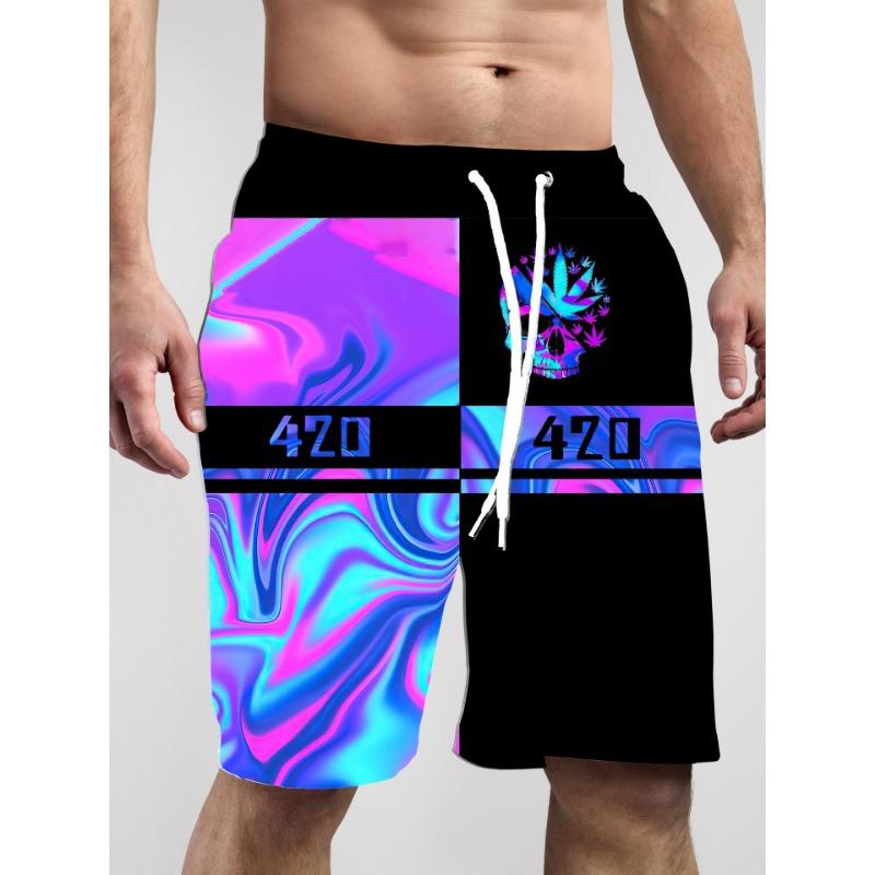 Letní 3D potisk lebky Šortky Módní Ležérní Plážové Pánské šortky