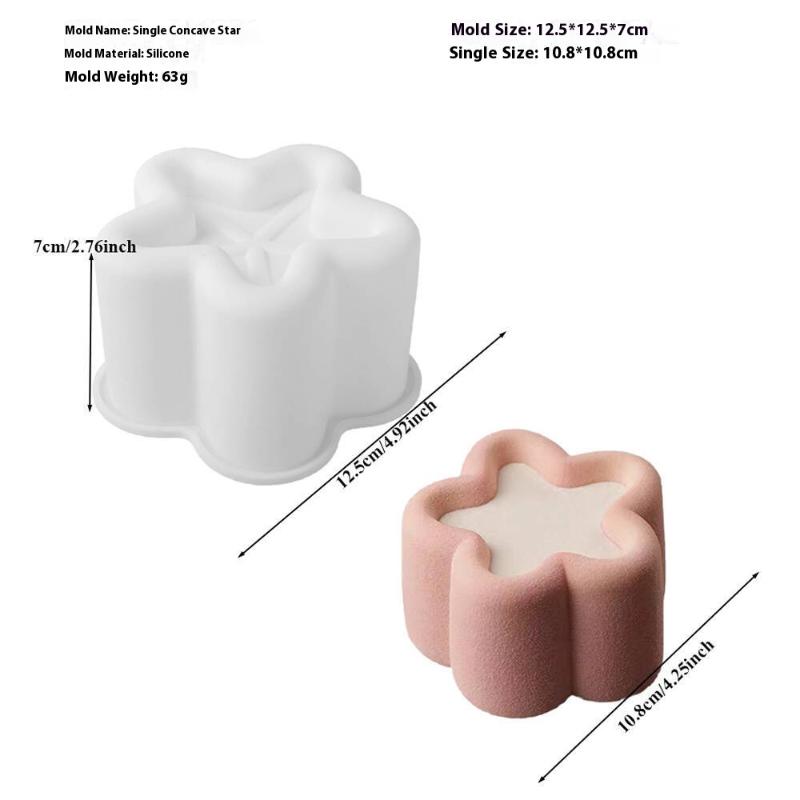 1Pc Silicone Mold For Cake Bento Flower Heart Square Star Shape Chocolate Mousse Soap Candle Gypsum Making Kitchen Bakeware