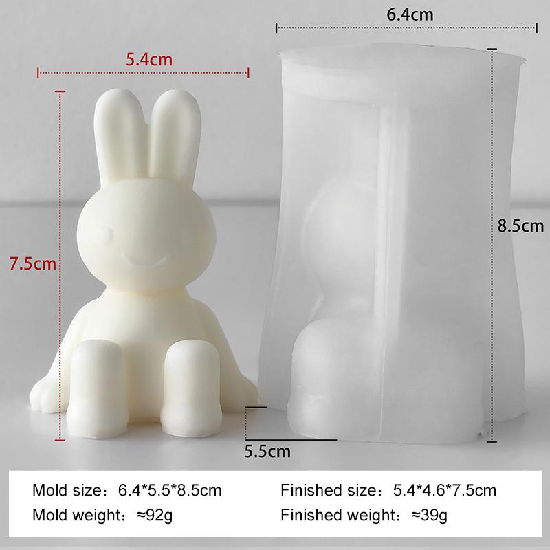 

DIY Cartoon Rabbit Silicone Candle Mold Aroma Plaster Sitting Bunny Decoration Mould Handmade Soap Candle Making Supplies