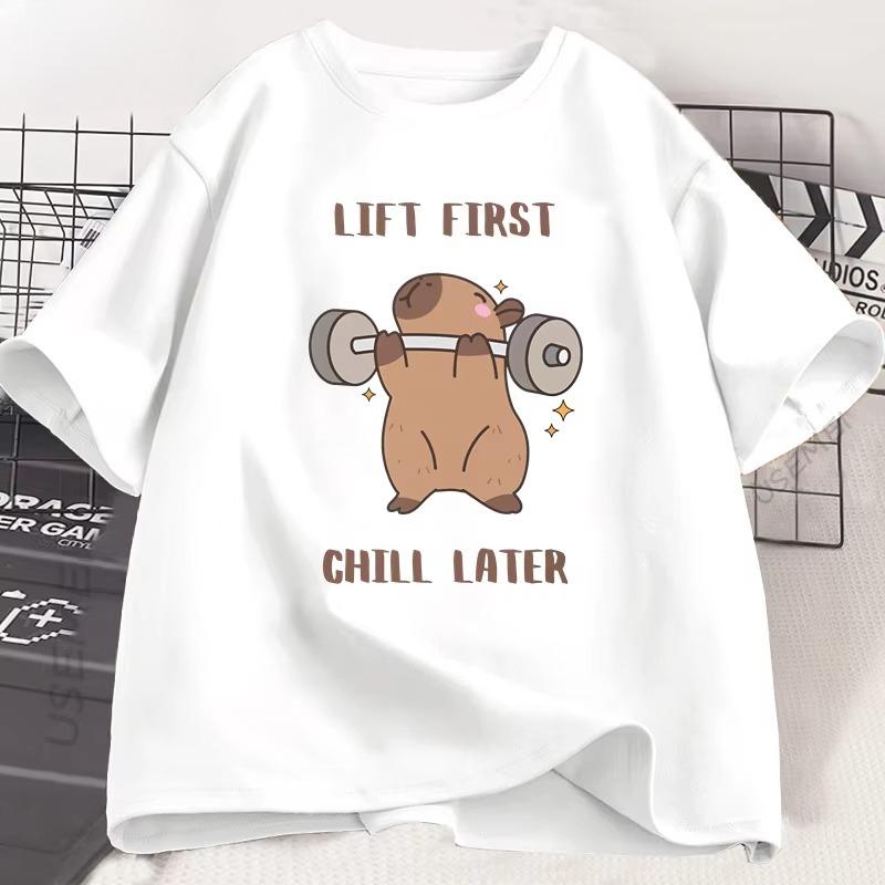 Capybara Gym TShirt Unisex Women Sports Tee Workout Fitness T Shirt Top Unisex Softstyle Loose Cotton Tshirt Clothes M