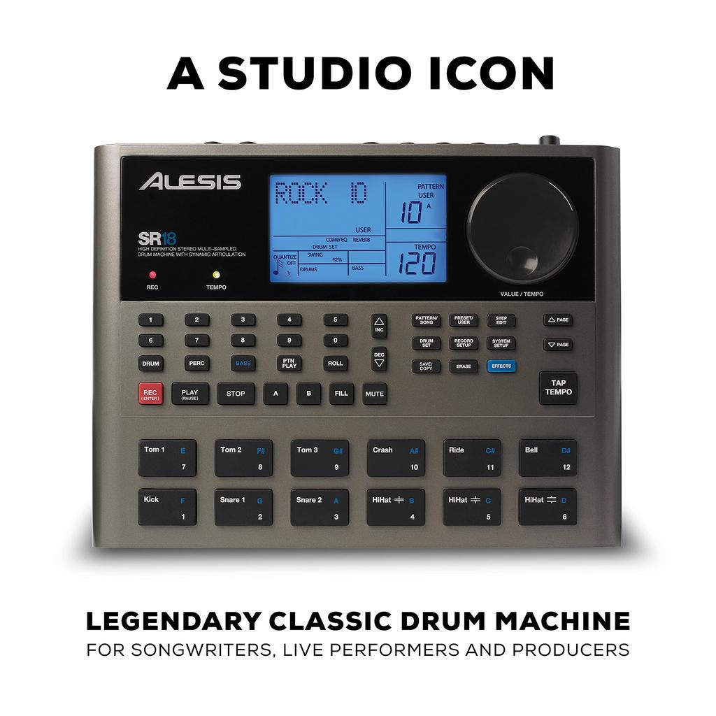 Alesis Drum Machine with 500 Sounds MIDI Connection Built-in SR-18
