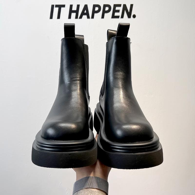 Men's Trendy High-End Retro Chelsea Boots - British Style, Thick-Soled, High-Top Leather Martin Design 5015-A.