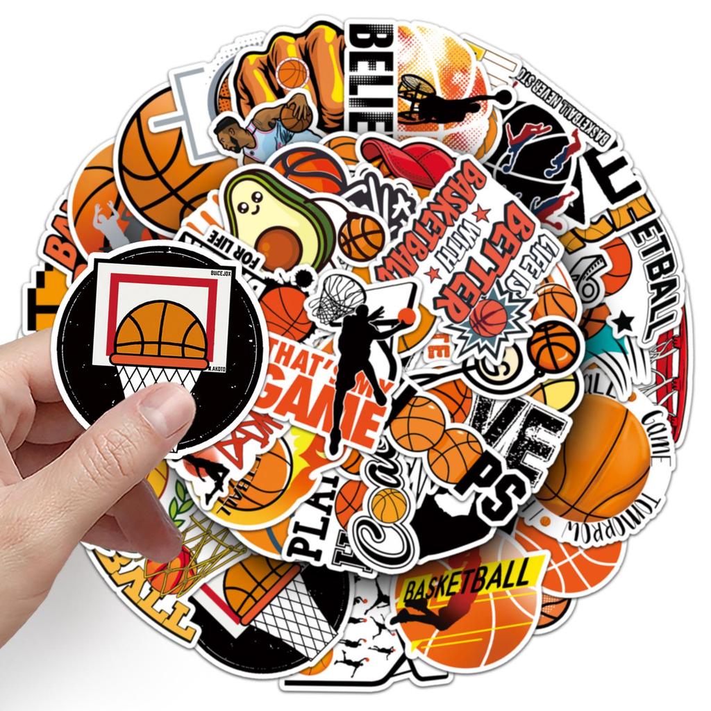 50 Waterproof Basketball Graffiti Stickers: Creative DIY for Skateboards, Phones, & Suitcases
