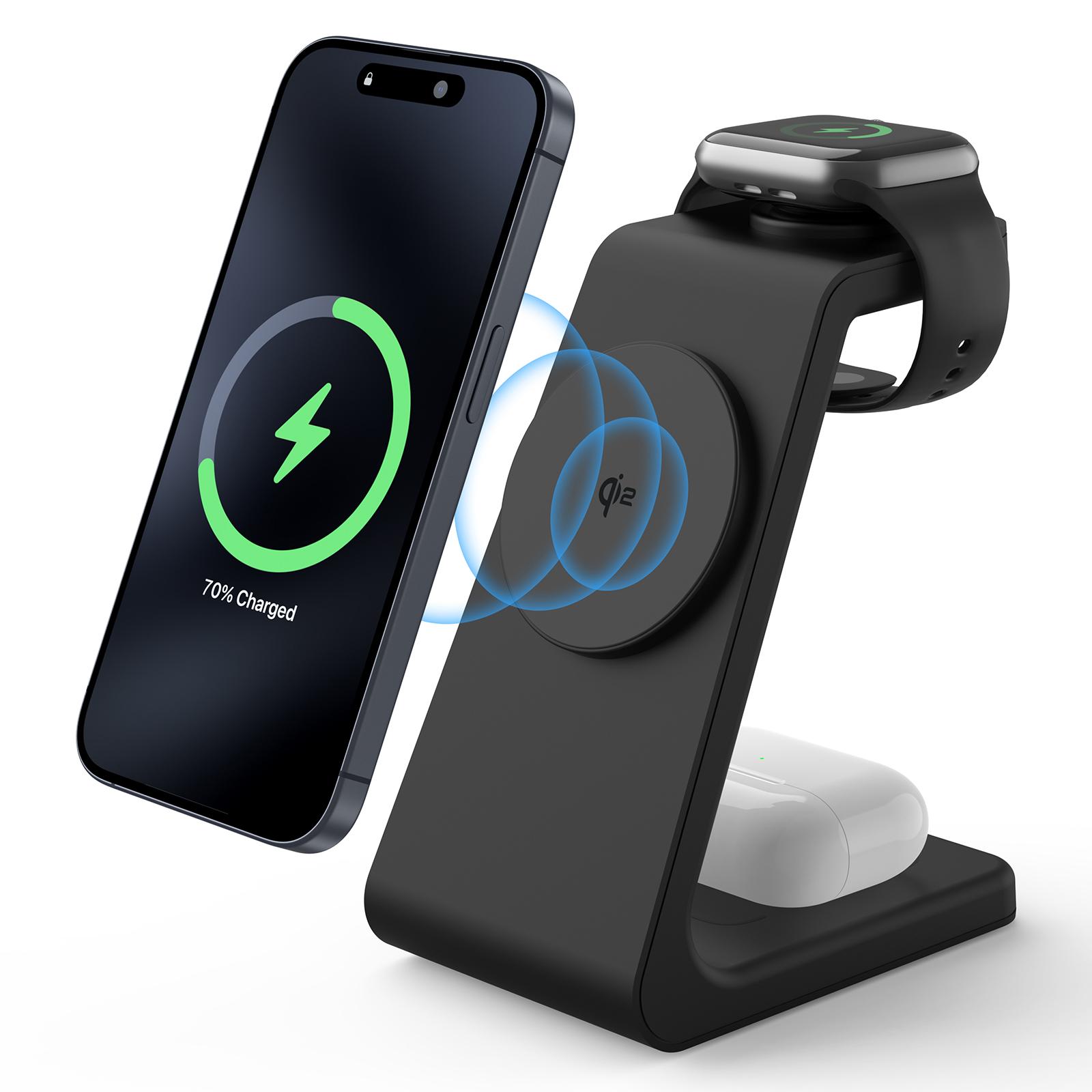 

M3 3-in-1 Magnetic Wireless Charger for iPhone Apple Watch AirPods Charging Dock (QI2/QI/CE/FCC/ROHS/UKCA Certified) B