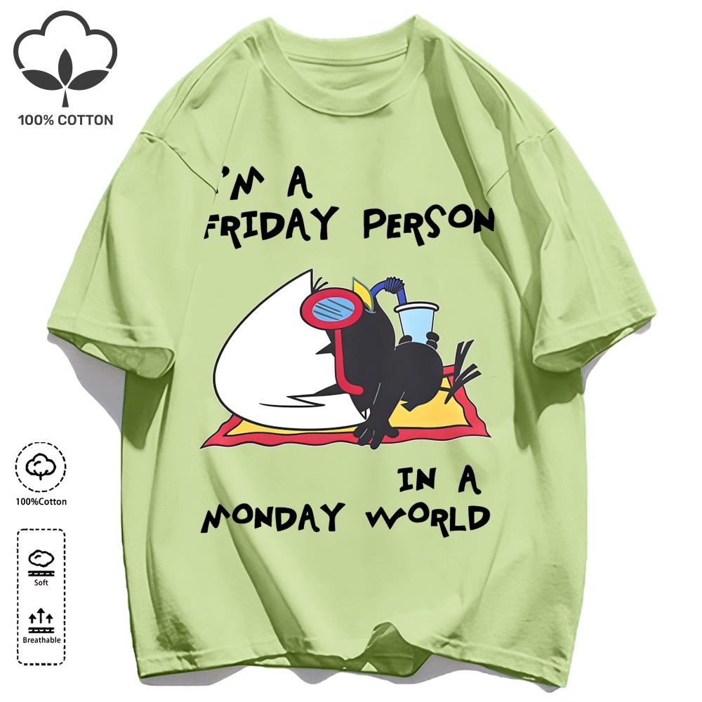 Sleeping In A Monday World Printing Retro Unisex T-Shirts Loose Cotton T Shirt Trendy Summer Tee Unisex Fashion Sports Clothes